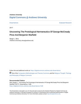 Uncovering the Protological Hermeneutics of George Mccready Price and Benjamin Warfield