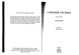 Cornish Studies Cornish Studies