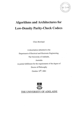 Algorithms and Architectures for Low-Density Parity-Check Codecs