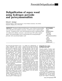 Delignification of Aspen Wood Using Hydrogen Peroxide and Peroxymonosulfate