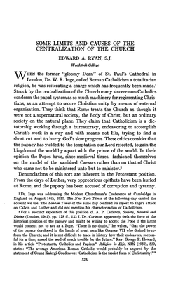 Some Limits and Causes of the Centralization of the Church Edward A