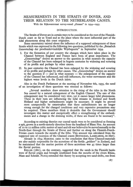 Measurements in the Straits of Dover, and Their Relation to the Netherlands Caosts