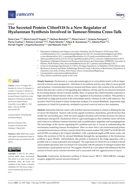 The Secreted Protein C10orf118 Is a New Regulator of Hyaluronan Synthesis Involved in Tumour-Stroma Cross-Talk