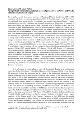 Foreign Rule? Transnational, National, and Local Perspectives on Venice and Venetia Within the ʻmultinationalʼ Empire