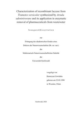 Characterization of Recombinant Laccase from Trametes Versicolor