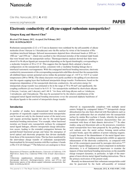 Electronic Conductivity of Alkyne-Capped Ruthenium Nanoparticles†