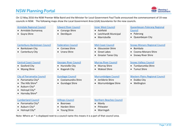 On 12 May 2016 the NSW Premier Mike Baird and the Minister for Local Government Paul Toole Announced the Commencement of 19 New Councils in NSW