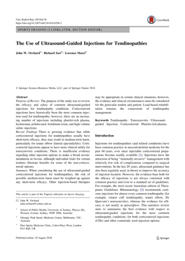 The Use of Ultrasound-Guided Injections for Tendinopathies