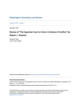 Review of “The Supreme Court in Crisis: a History of Conflict,” by Robert J