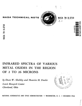 INFRARED SPECTRA of VARIOUS METAL OXIDES in the REGION of 2 to 26 MICRONS by Dean W