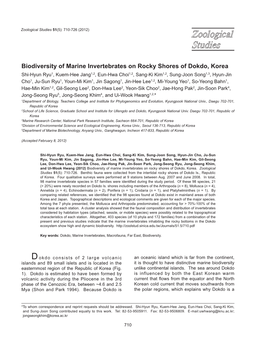 Biodiversity of Marine Invertebrates on Rocky Shores of Dokdo, Korea