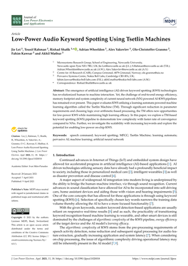 Low-Power Audio Keyword Spotting Using Tsetlin Machines