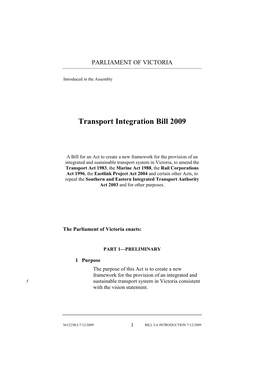 Transport Integration Bill 2009