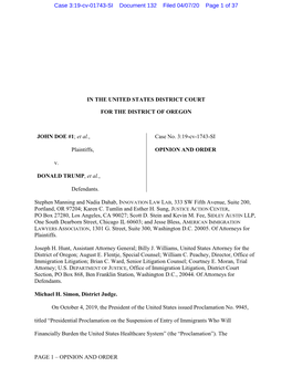 District Court Order Granting Class Certification