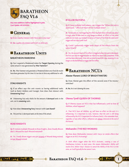 BARATHEON FAQ V1.6 R’HLLOR FAITHFUL Any New Additions Will Be Highlighted in Pink