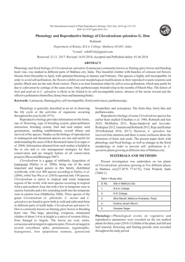 Phenology and Reproductive Biology of Clerodendrum Splendens G. Don 33 I F V O E