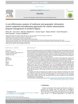 A Cost-Effectiveness Analysis of Traditional and Geographic Information System-Supported Microplanning Approaches for Routine Im