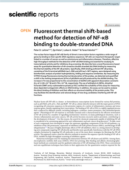 Fluorescent Thermal Shift-Based Method for Detection of NF-Κb Binding to Double-Stranded