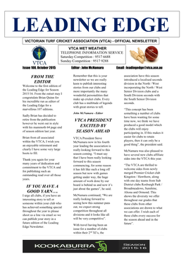 Leading Edge Victorian Turf Cricket Association (Vtca) - Official Newsletter