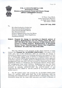 F.No. J-11015/272/2007-IA. II (M) Government of India Ministry of Environment, Forest and Climate Change (IMPACT ASSESSMENT Division) ***