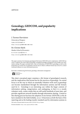 Genealogy, GEDCOM, and Popularity Implications