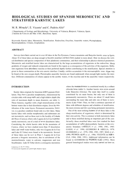 Biological Studies of Spanish Meromictic and Stratified Karstic Lakes