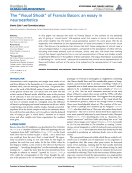 The “Visual Shock” of Francis Bacon: an Essay in Neuroesthetics