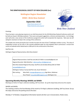Wellington Region Newsletter OSNZ—Birds New Zealand September