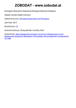 Mecoptera: Panorpidae) with Phylogenetic Considerations 373-386 75 (3): 373 – 386 20.12.2017