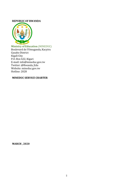 1 REPUBLIC of RWANDA Ministry of Education (MINEDUC)