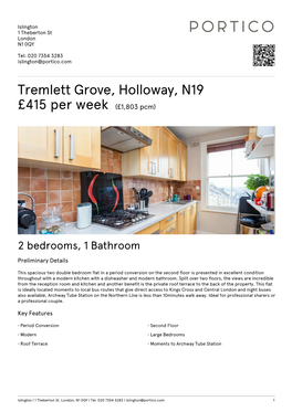 Tremlett Grove, Highgate, N19 £400 Per Week