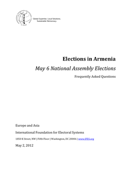 Elections in Armenia May 6 National Assembly Elections