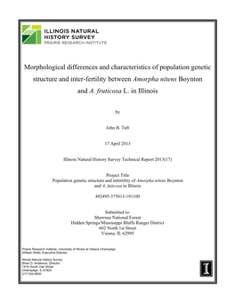 Morphological Differences and Characteristics of Population Genetic Structure and Inter-Fertility Between Amorpha Nitens Boynton and A