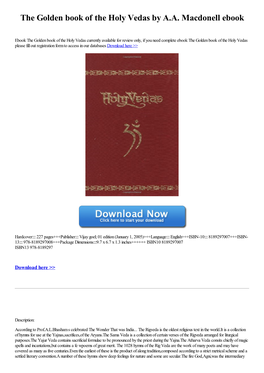 The Golden Book of the Holy Vedas by A.A. Macdonell Ebook