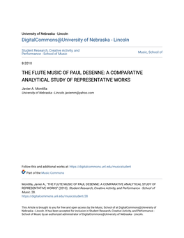 The Flute Music of Paul Desenne: a Comparative Analytical Study of Representative Works