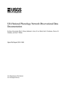 USA National Phenology Network Observational Data Documentation