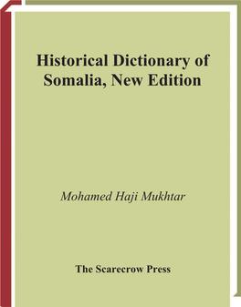 Historical Dictionary of Somalia, New Edition