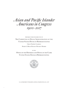 Asian and Pacific Islander Americans in Congress 1900–2017