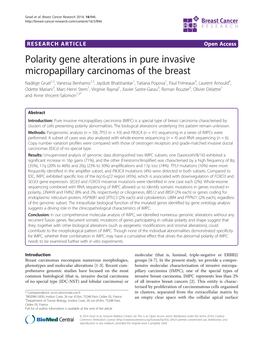 Polarity Gene Alterations in Pure Invasive Micropapillary Carcinomas