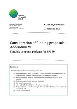 Consideration of Funding Proposals - Addendum VI Funding Proposal Package for FP159