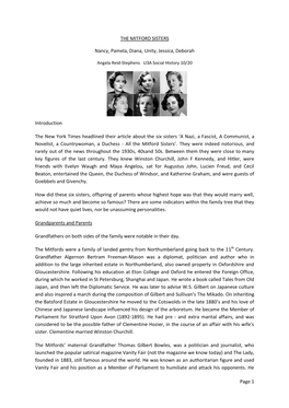 Page 1 the MITFORD SISTERS Nancy, Pamela, Diana, Unity