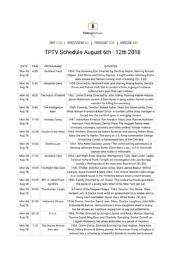 TPTV Schedule August 6Th - 12Th 2018