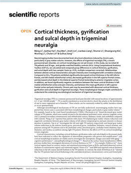 Cortical Thickness, Gyrification and Sulcal Depth in Trigeminal Neuralgia