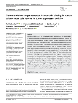 Genome‐Wide Estrogen Receptor Β Chromatin Binding in Human Colon