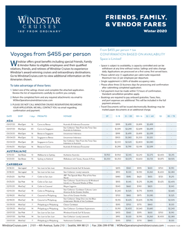 Friends, Family, & Vendor Fares