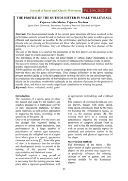 Journal of Sport and Kinetic Movement Vol