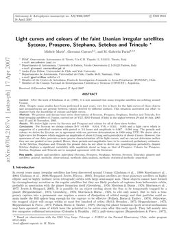 Light Curves and Colours of the Faint Uranian Irregular Satellites Sycorax, Prospero, Stephano, Setebos and Trinculo