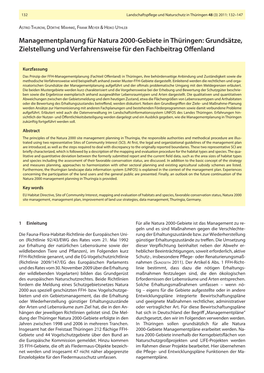 Managementplanung Für Natura 2000-Gebiete in Thüringen: Grundsätze, Zielstellung Und Verfahrensweise Für Den Fachbeitrag OEnland