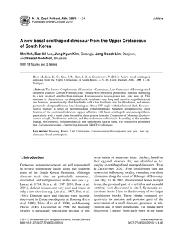 A New Basal Ornithopod Dinosaur from the Upper Cretaceous of South Korea