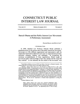 Barack Obama and the Public Interest Law Movement: a Preliminary Assessment